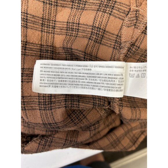 Hollister Womens Brown Plaid Oversized Boxy Cropped Button-Down Flannel Shirt XS - Picture 9 of 11
